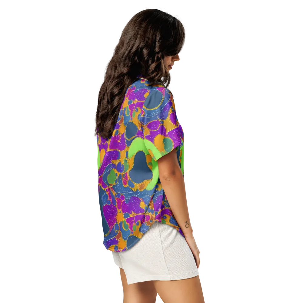 Vivid Bioform on Women's Short Sleeve Pajama Top — Right Back