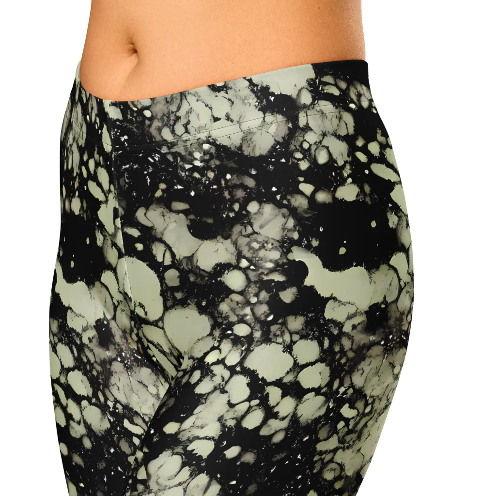 Inkstone Bloom on Capri Leggings — Zoomed-in