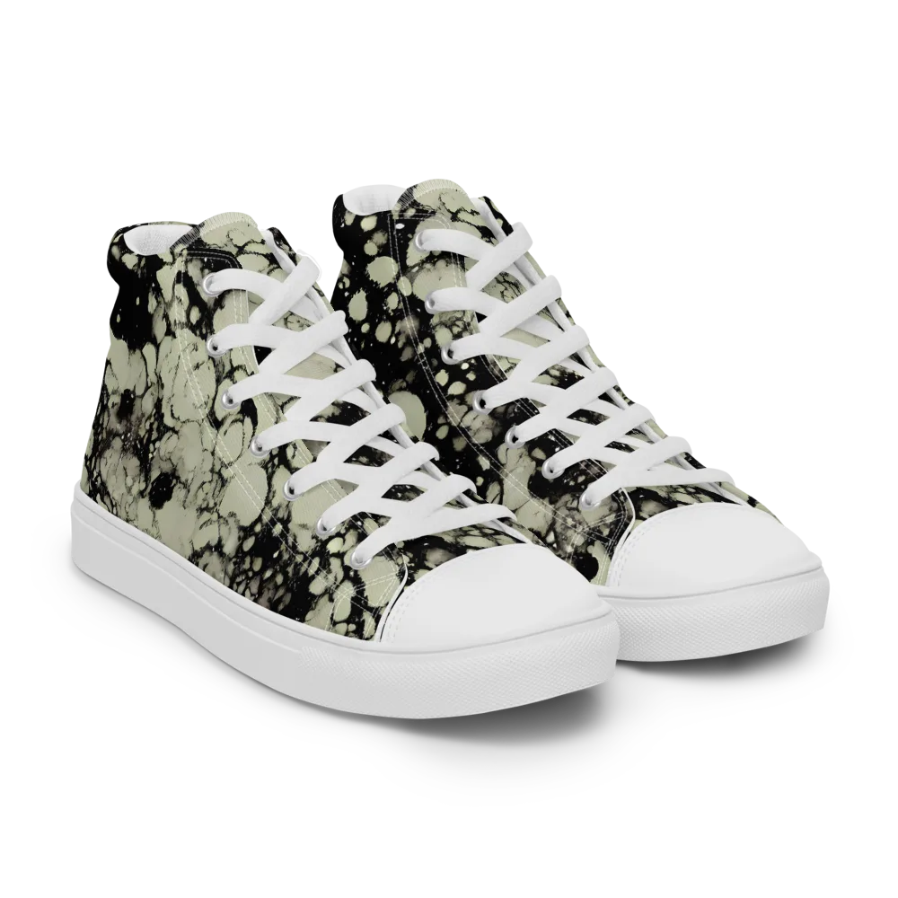 Inkstone Bloom on Men's High Top Canvas Shoes — Right Front