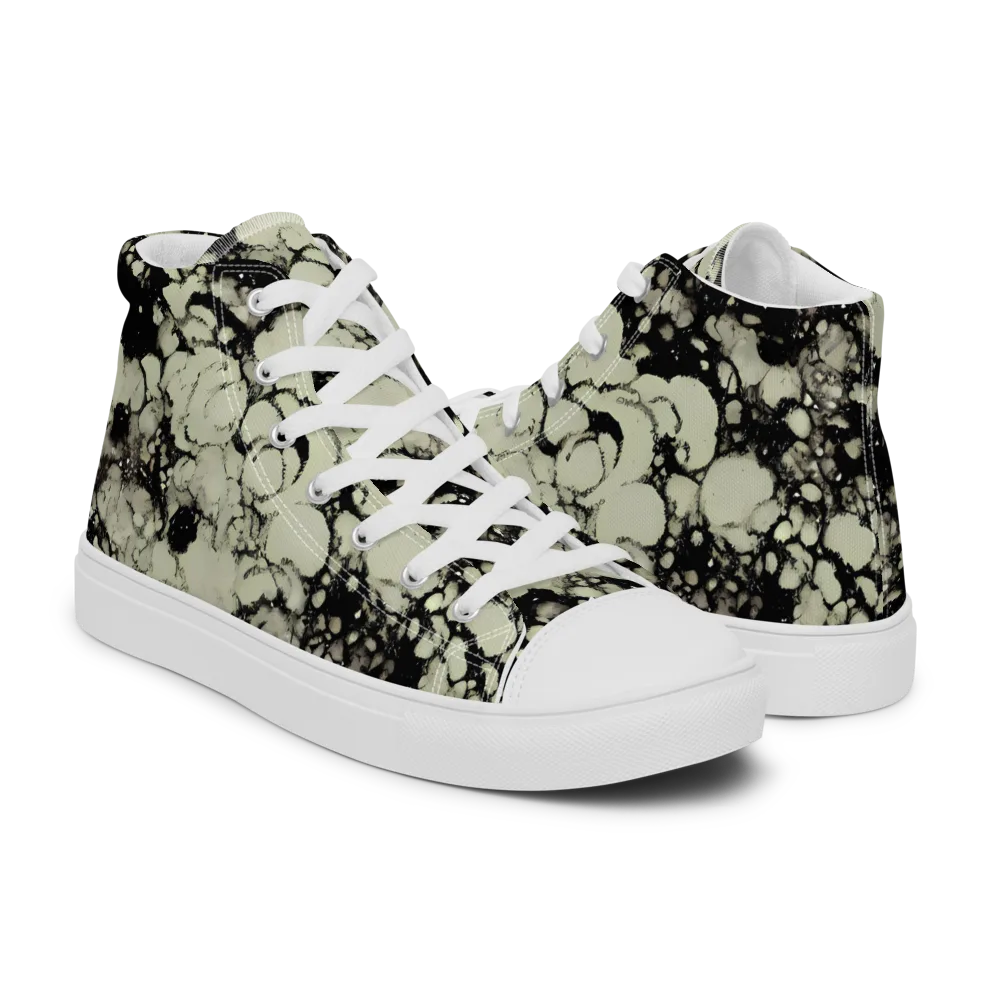 Inkstone Bloom on Men's High Top Canvas Shoes — Right