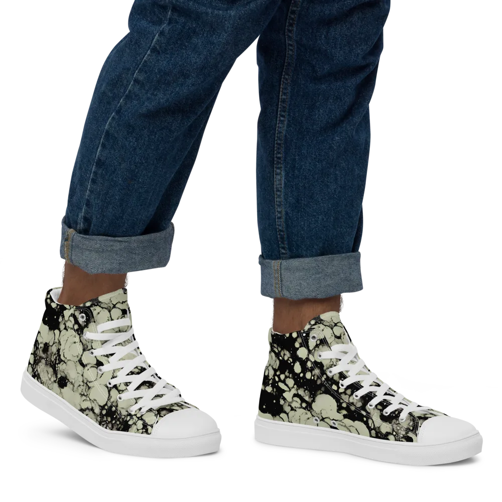 Inkstone Bloom on Men's High Top Canvas Shoes — Right