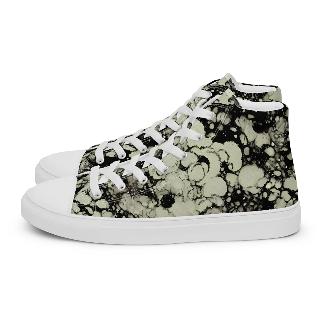 Inkstone Bloom on Women's High Top Canvas Shoes — Left
