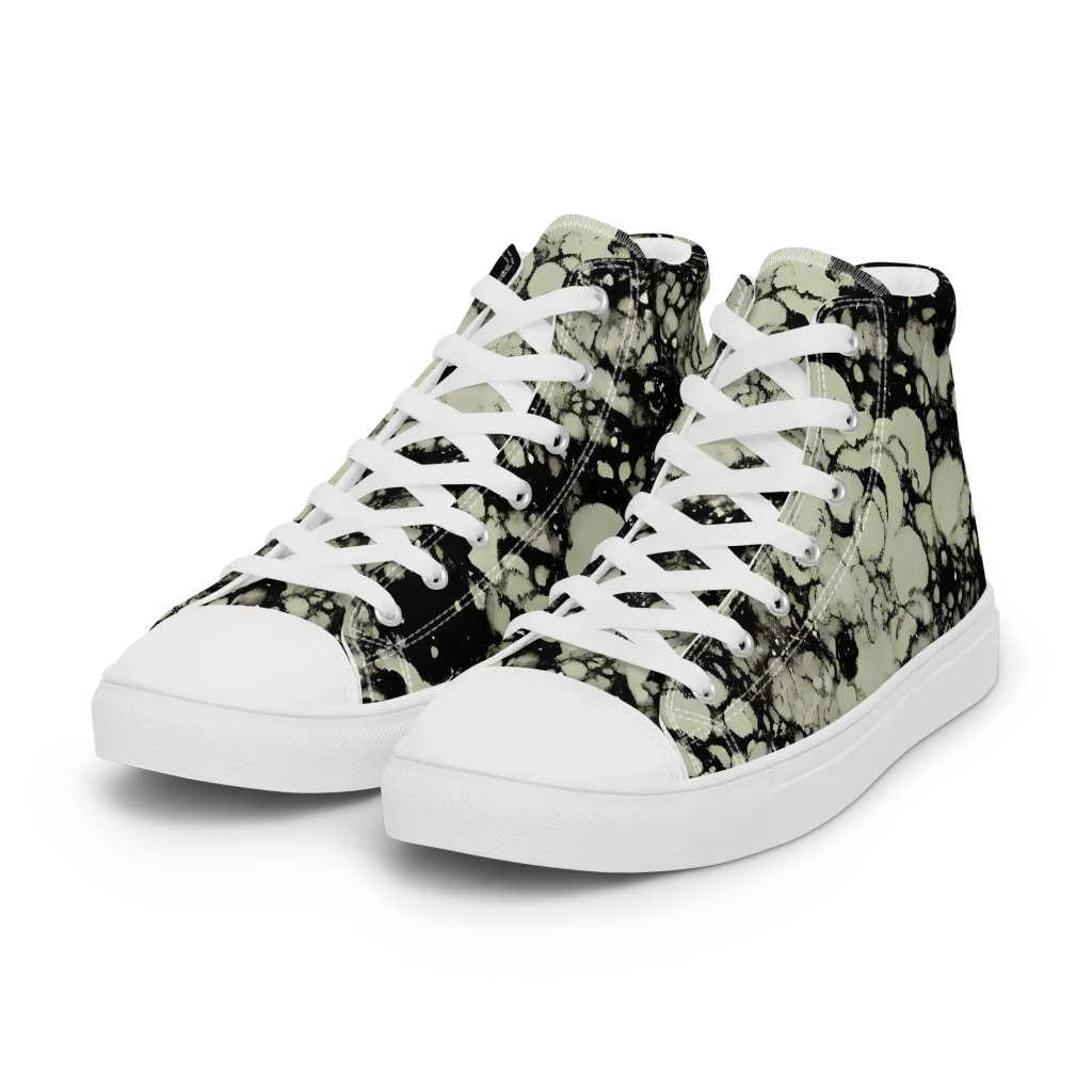 Inkstone Bloom on Women's High Top Canvas Shoes — Left Front