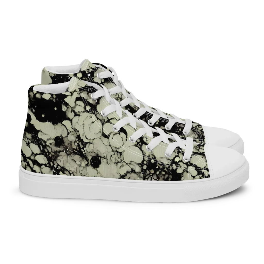 Inkstone Bloom on Women's High Top Canvas Shoes — Right