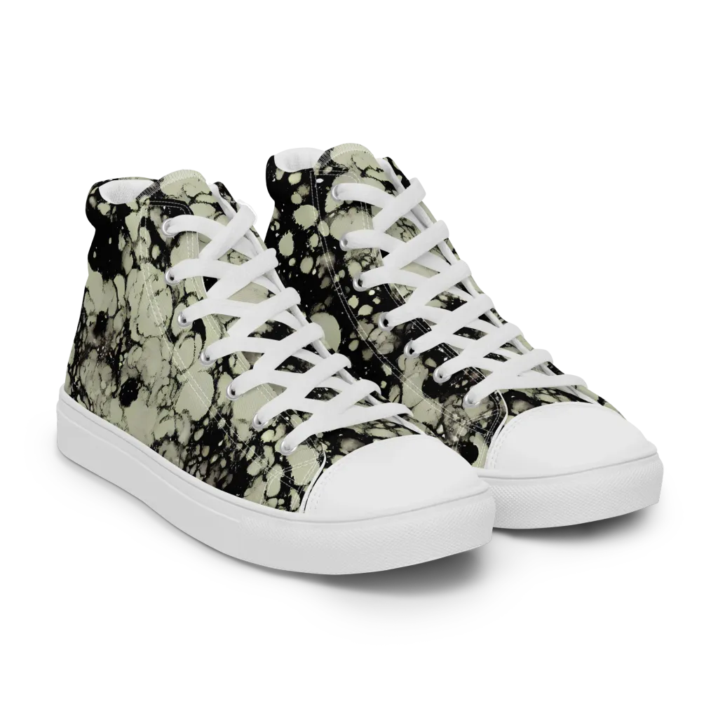 Inkstone Bloom on Women's High Top Canvas Shoes — Right Front