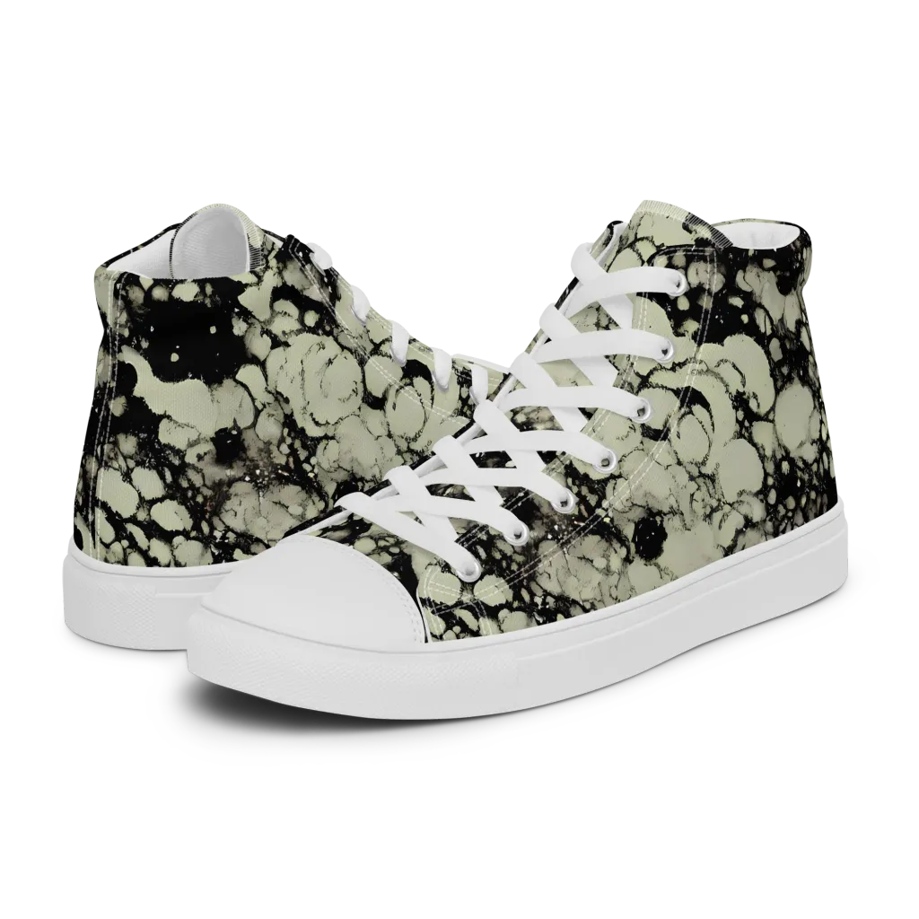 Inkstone Bloom on Women's High Top Canvas Shoes — Left