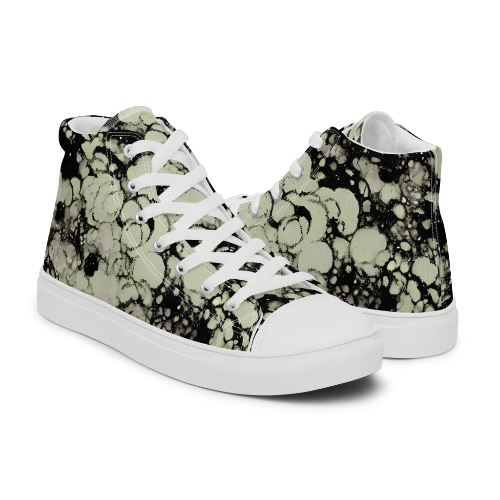 Inkstone Bloom on Women's High Top Canvas Shoes — Right