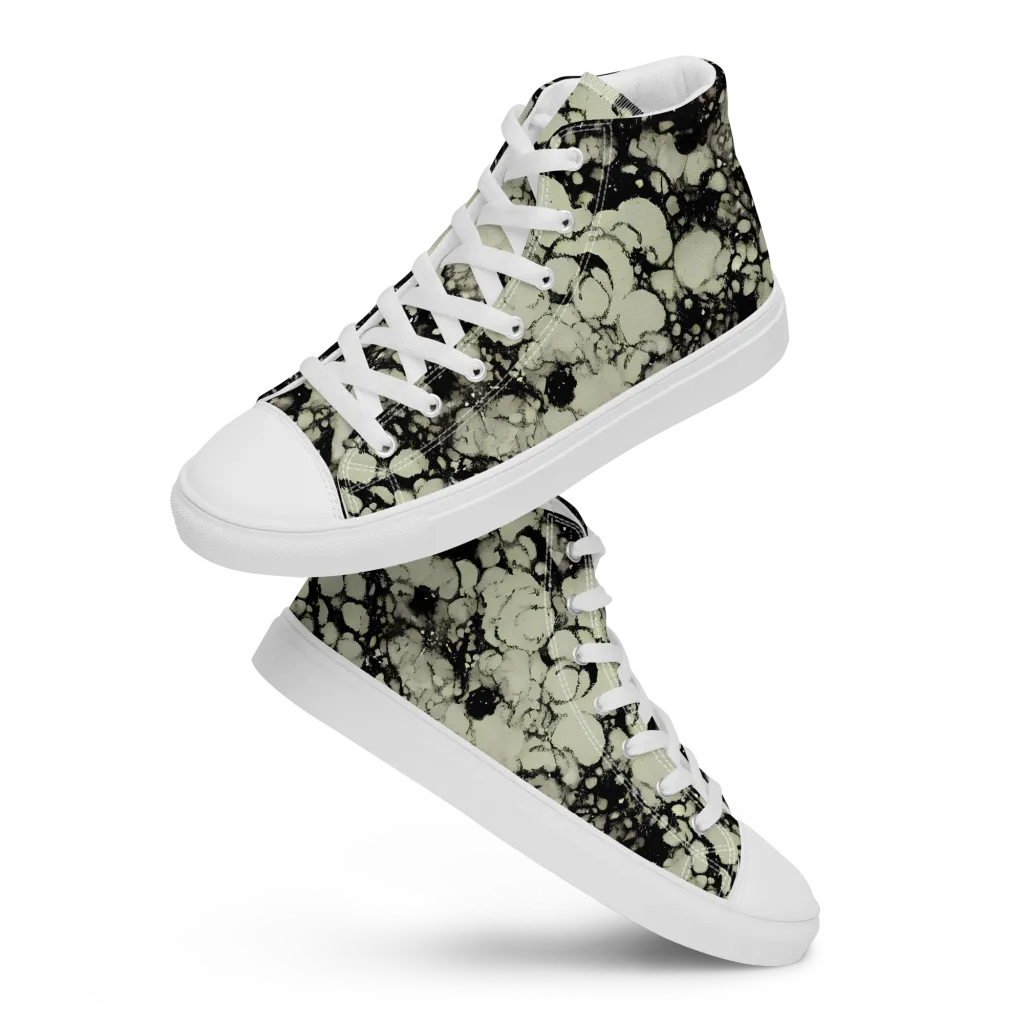 Inkstone Bloom on Women's High Top Canvas Shoes — Front