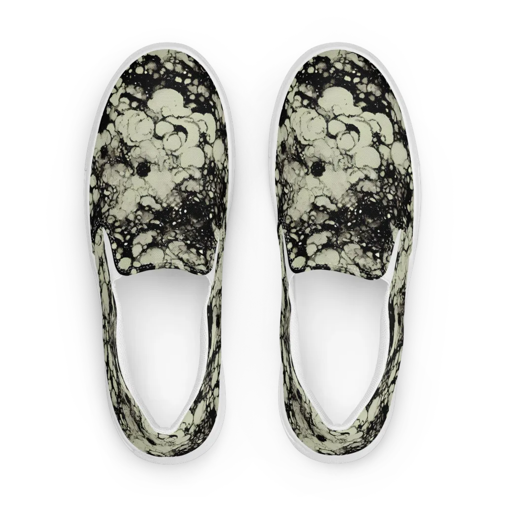 Inkstone Bloom on Men's Slip-On Canvas Shoes — Front