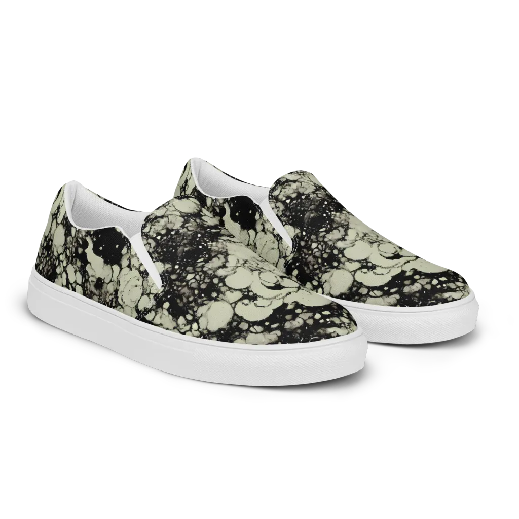 Inkstone Bloom on Men's Slip-On Canvas Shoes — Right Front