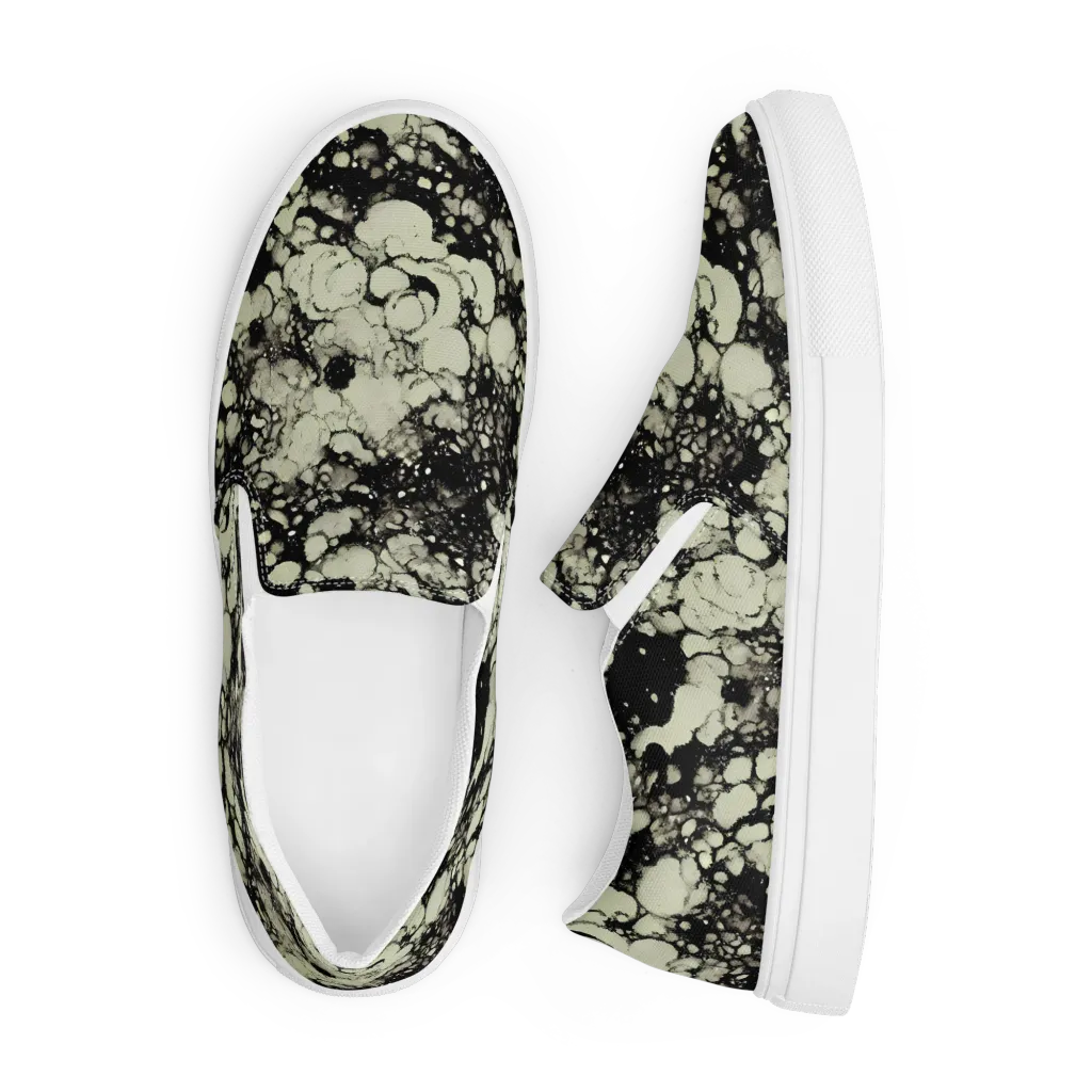 Inkstone Bloom on Men's Slip-On Canvas Shoes — Front