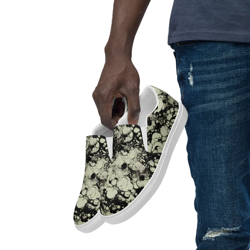 Inkstone Bloom on Men's Slip-On Canvas Shoes — Left Front