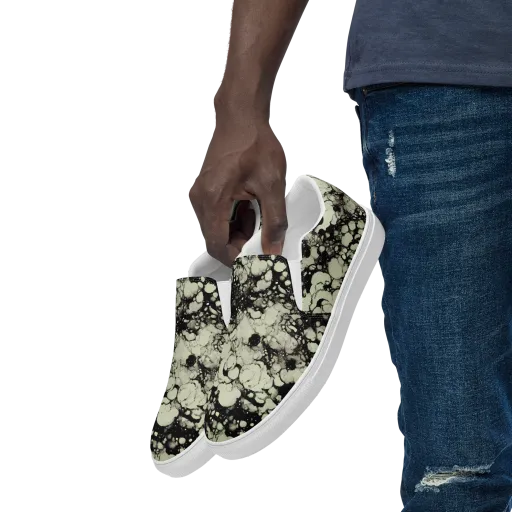Inkstone Bloom on a Men's Slip-On Canvas Shoes