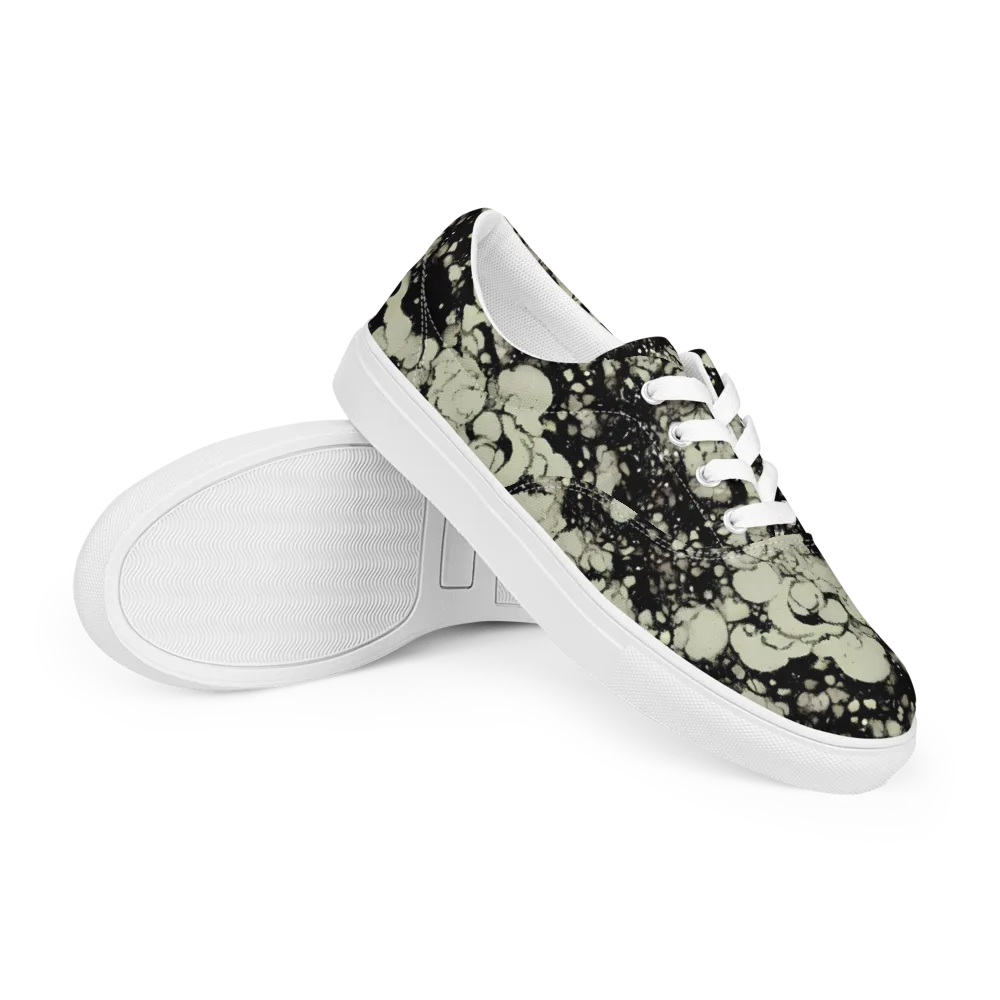 Inkstone Bloom on Men's Lace-Up Canvas Shoes — Right Front