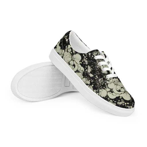 Inkstone Bloom on a Men's Lace-Up Canvas Shoes