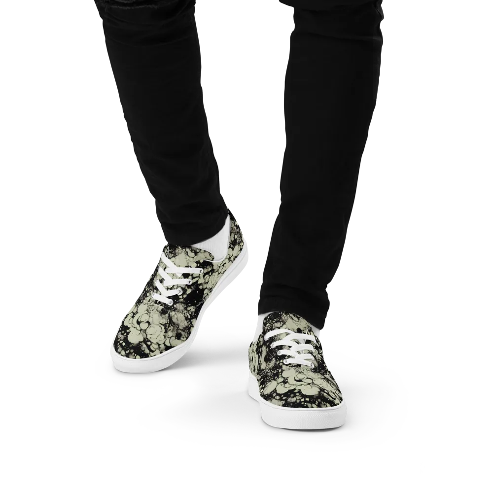 Inkstone Bloom on Men's Lace-Up Canvas Shoes — Front