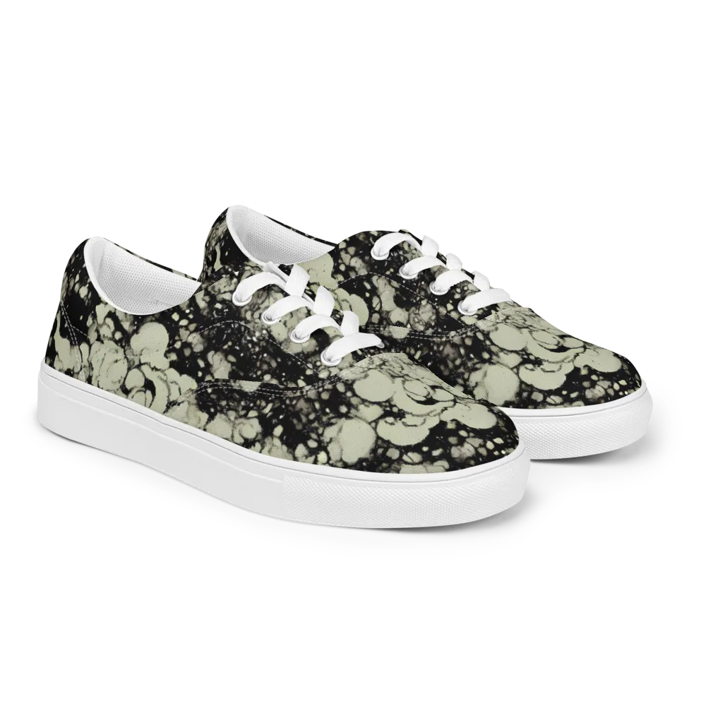 Inkstone Bloom on Men's Lace-Up Canvas Shoes — Right Front
