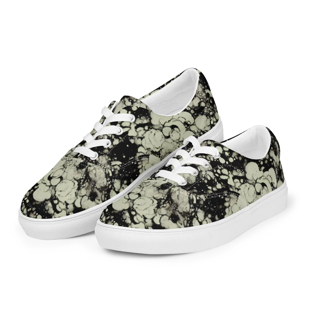 Inkstone Bloom on Men's Lace-Up Canvas Shoes — Left Front