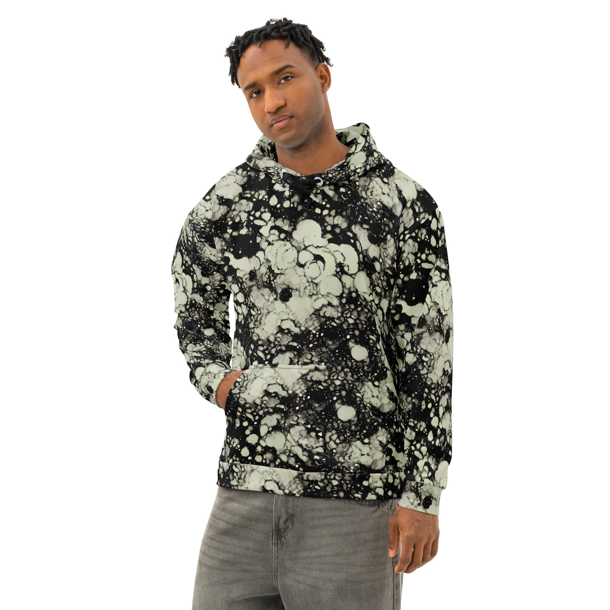 Inkstone Bloom on Cotton Hoodie — Left Front