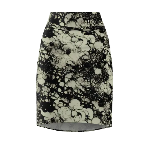 Inkstone Bloom on a Pencil Skirt
