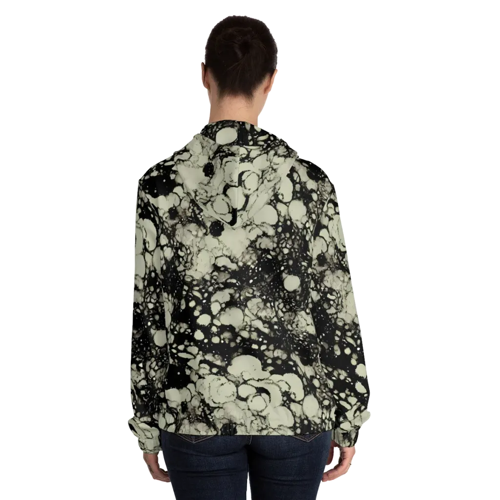 Inkstone Bloom on Women's Full-Zip Hoodie — Back On Person