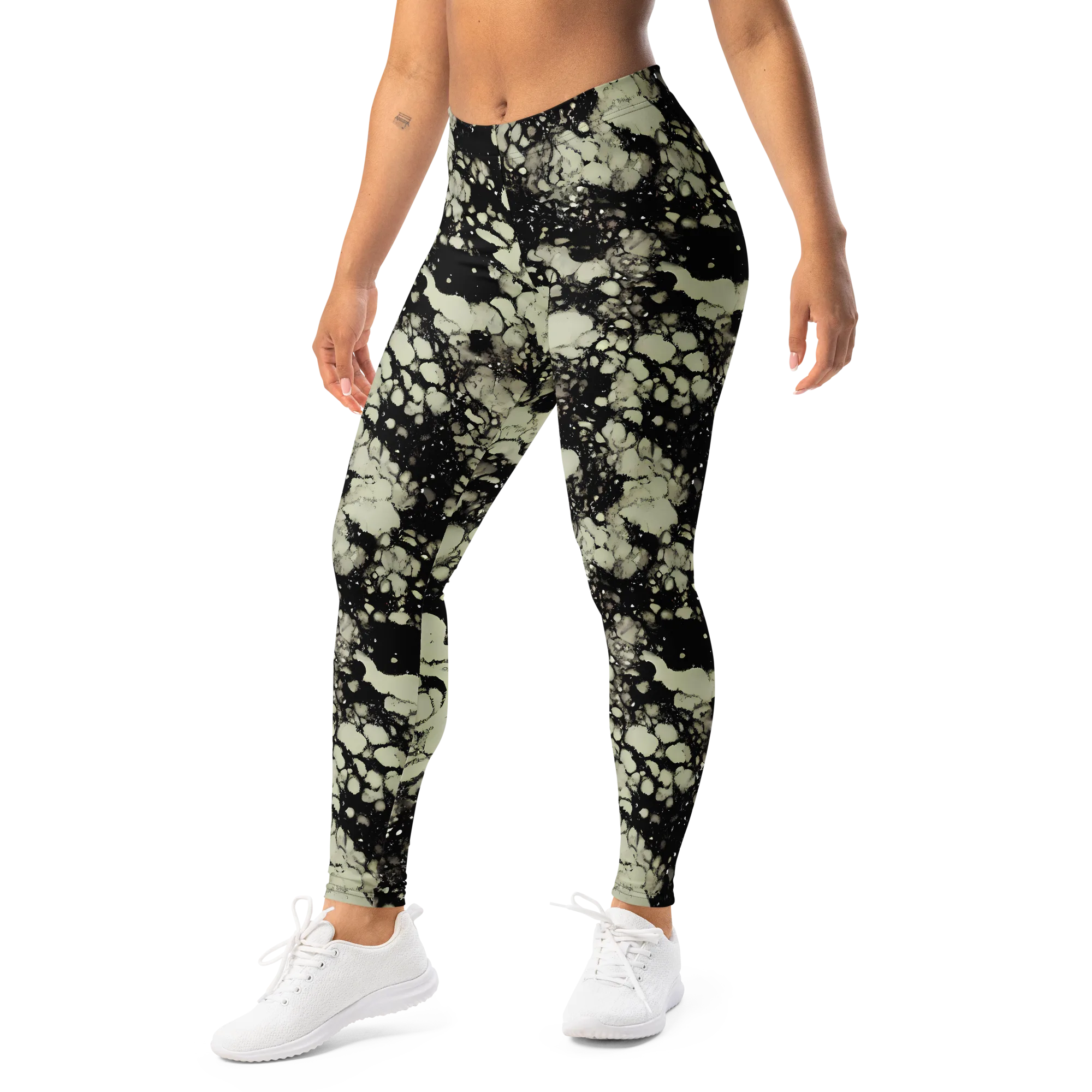 Inkstone Bloom on Leggings — Left Front