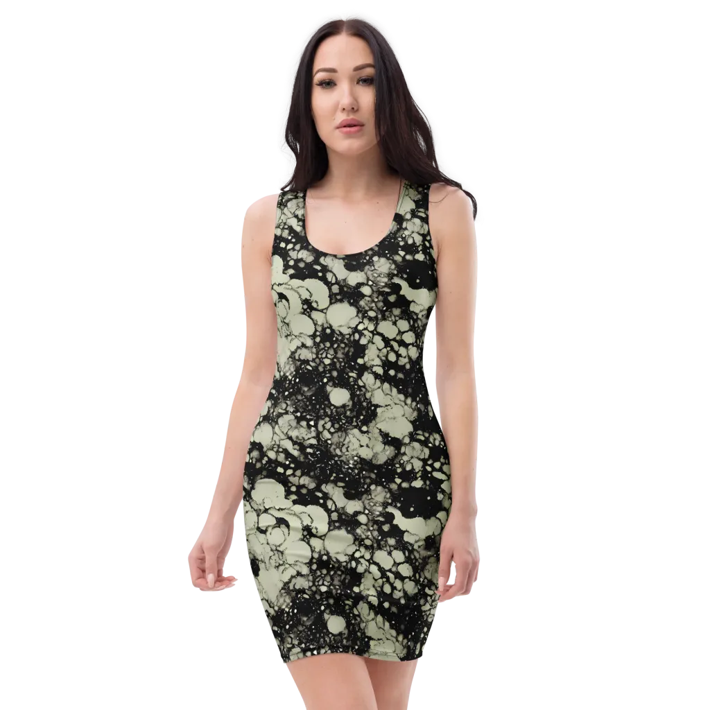 Inkstone Bloom on Bodycon Dress — Front