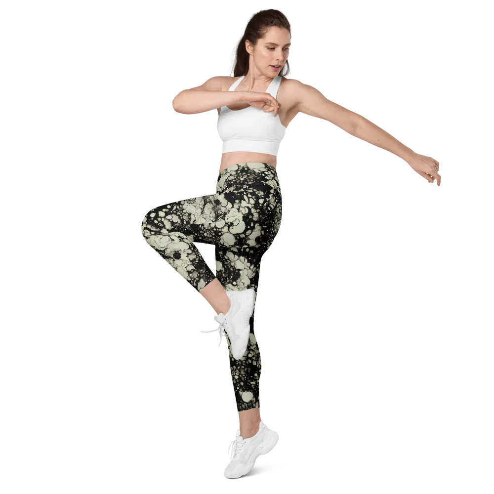 Inkstone Bloom on Leggings with Pockets — Left Front