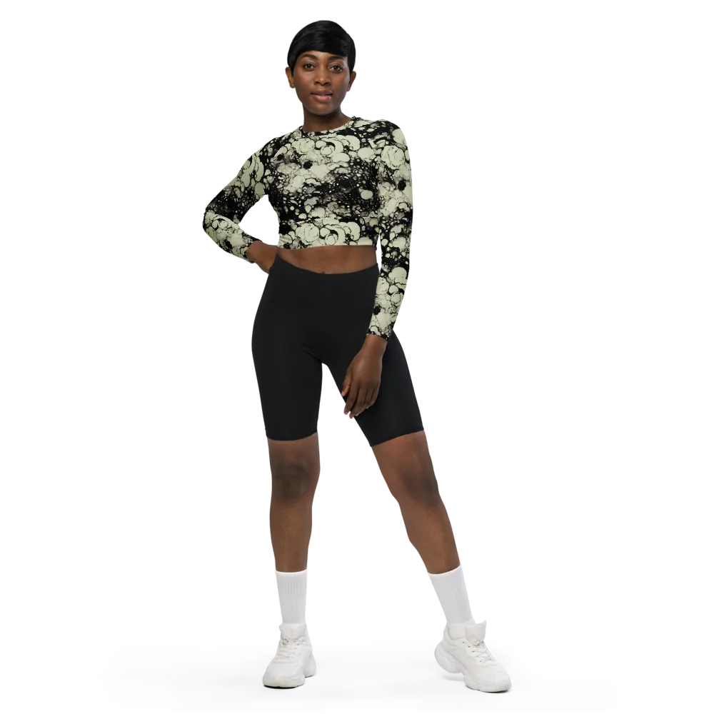 Inkstone Bloom on Long Sleeve Crop Top — Front