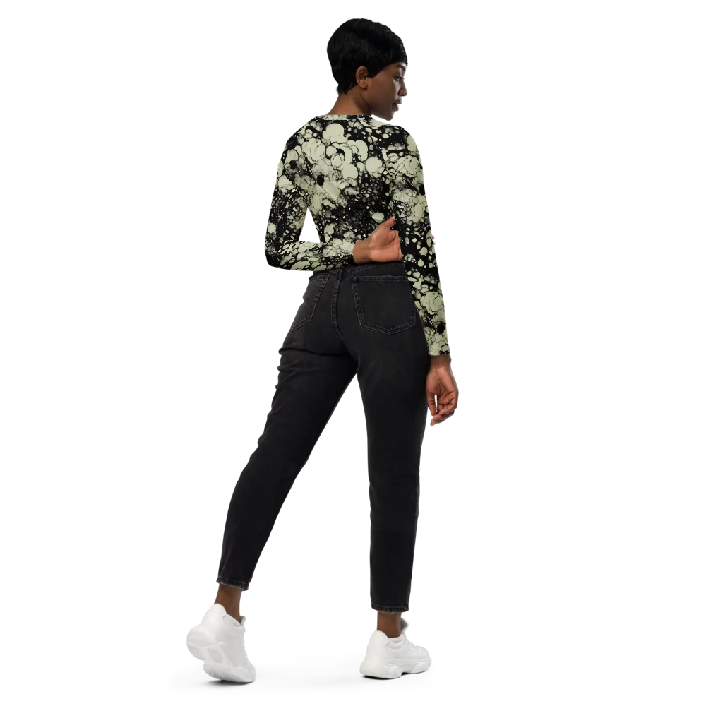 Inkstone Bloom on Long Sleeve Crop Top — Right Back