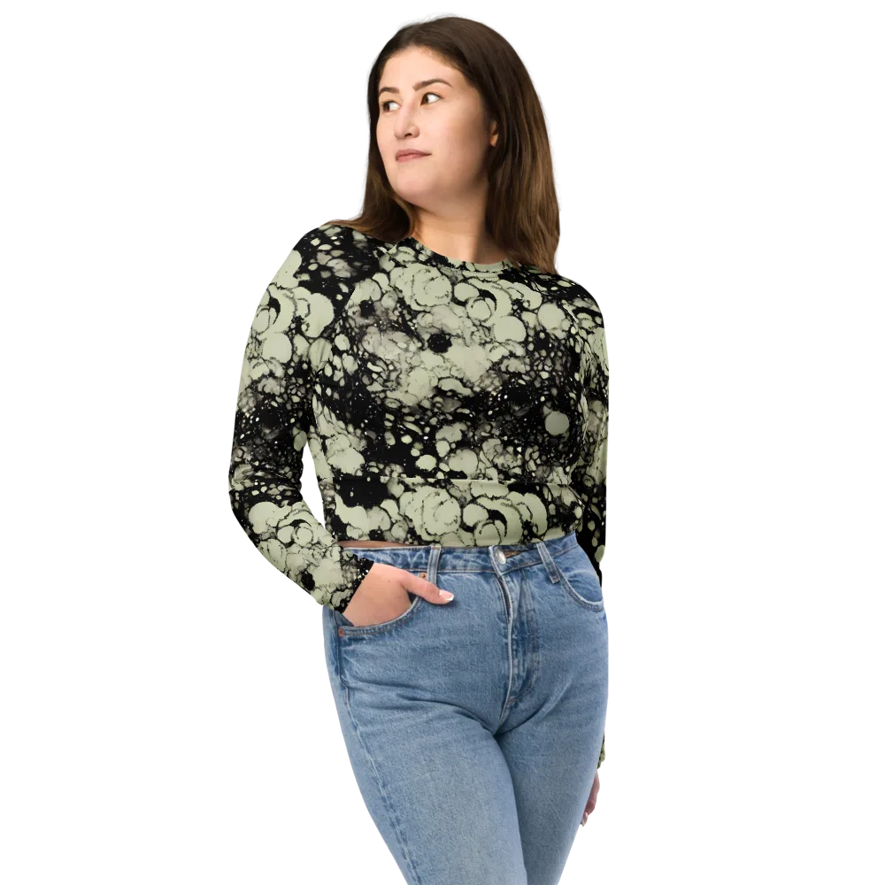 Inkstone Bloom on Long Sleeve Crop Top — Front