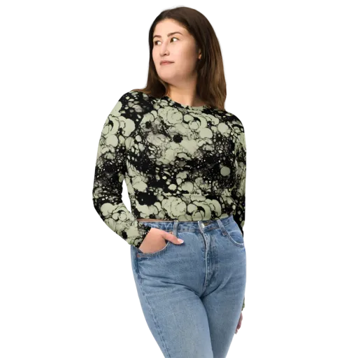 Inkstone Bloom on a Long Sleeve Crop Top
