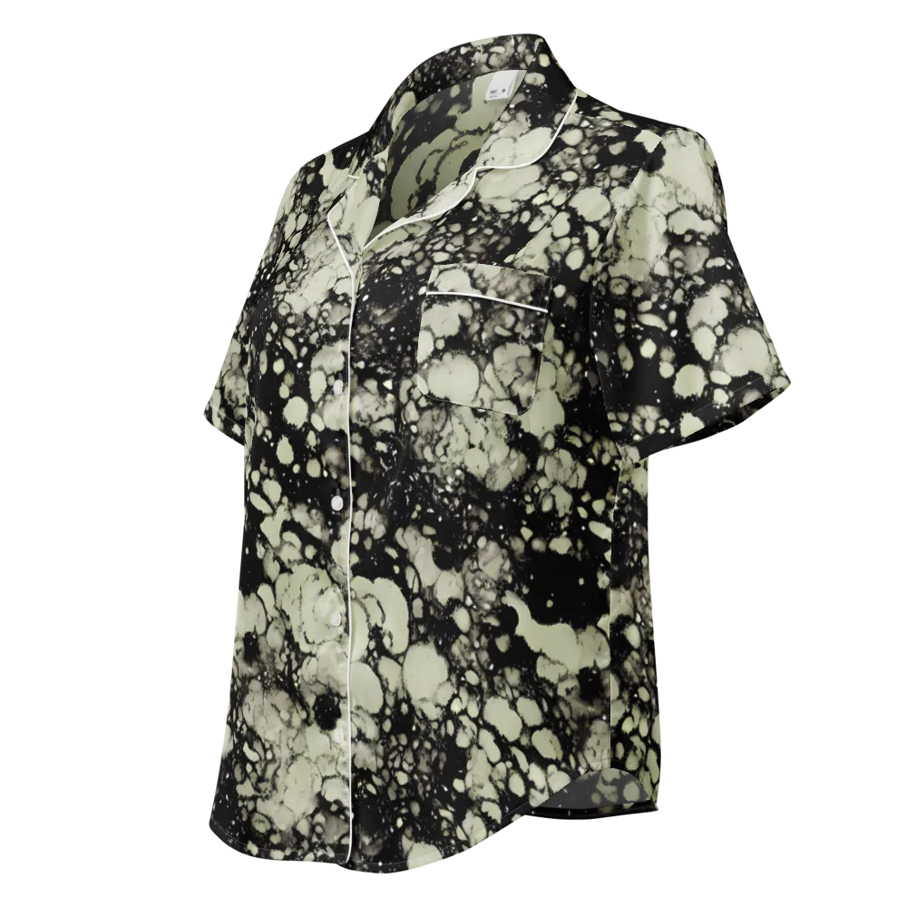 Inkstone Bloom on Women's Short Sleeve Pajama Top — Left Front