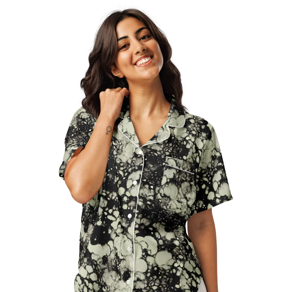 Inkstone Bloom on Women's Short Sleeve Pajama Top — Front