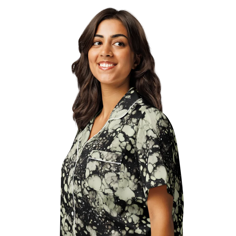 Inkstone Bloom on Women's Short Sleeve Pajama Top — Left Front