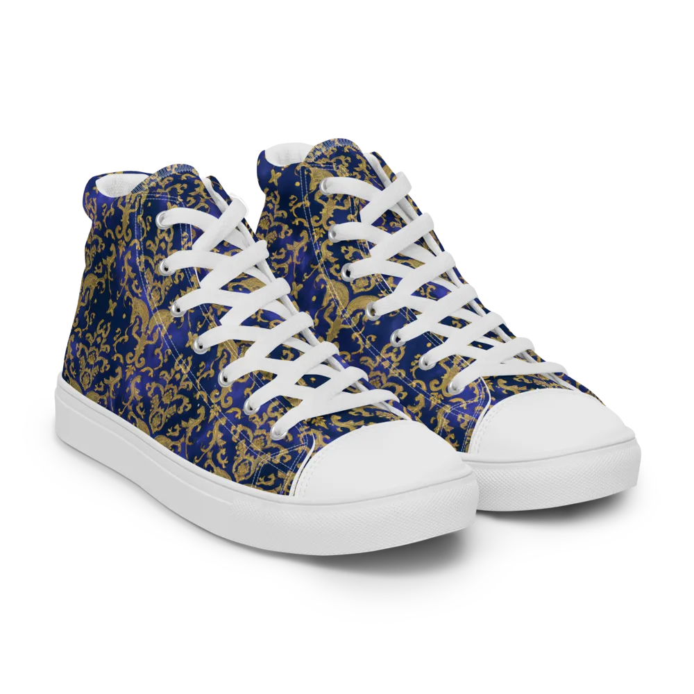 Royal Filigree on Men's High Top Canvas Shoes — Right Front