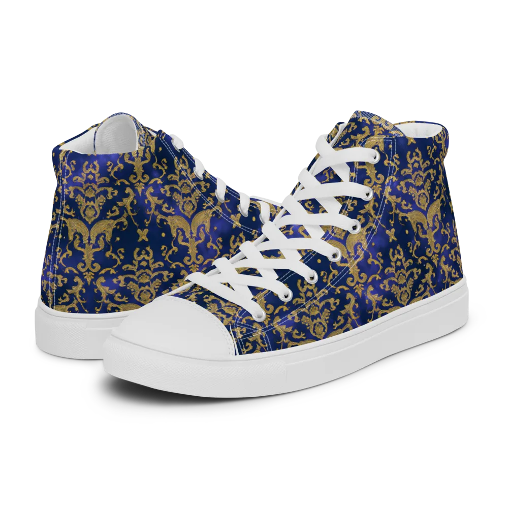 Royal Filigree on Men's High Top Canvas Shoes — Left