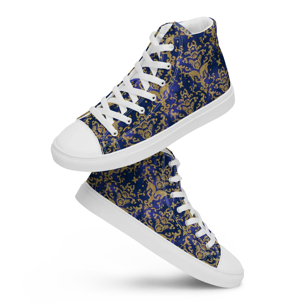 Royal Filigree on Men's High Top Canvas Shoes — Front