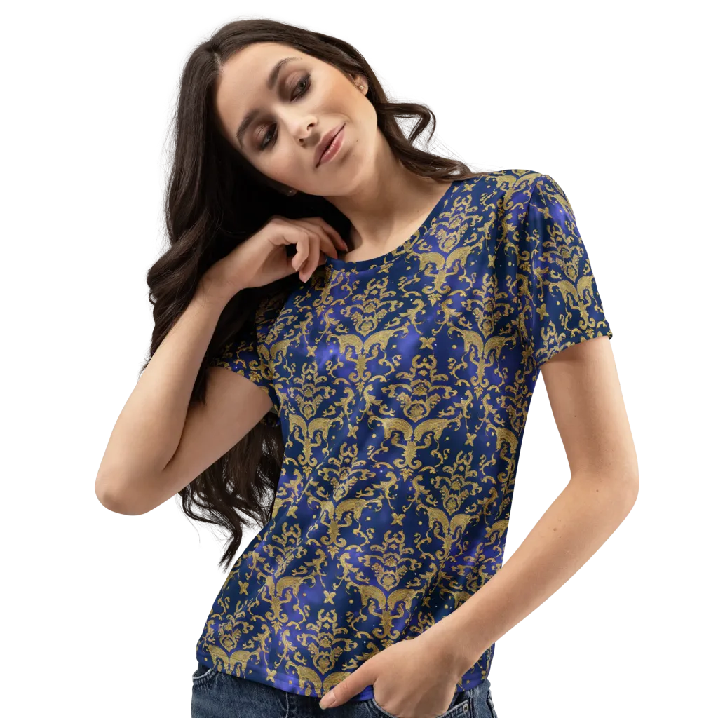 Royal Filigree on Women's Crew Neck T-Shirt — Left Front