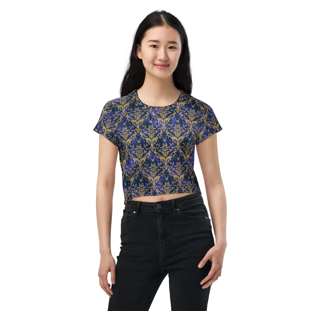 Royal Filigree on Crop Tee — Front