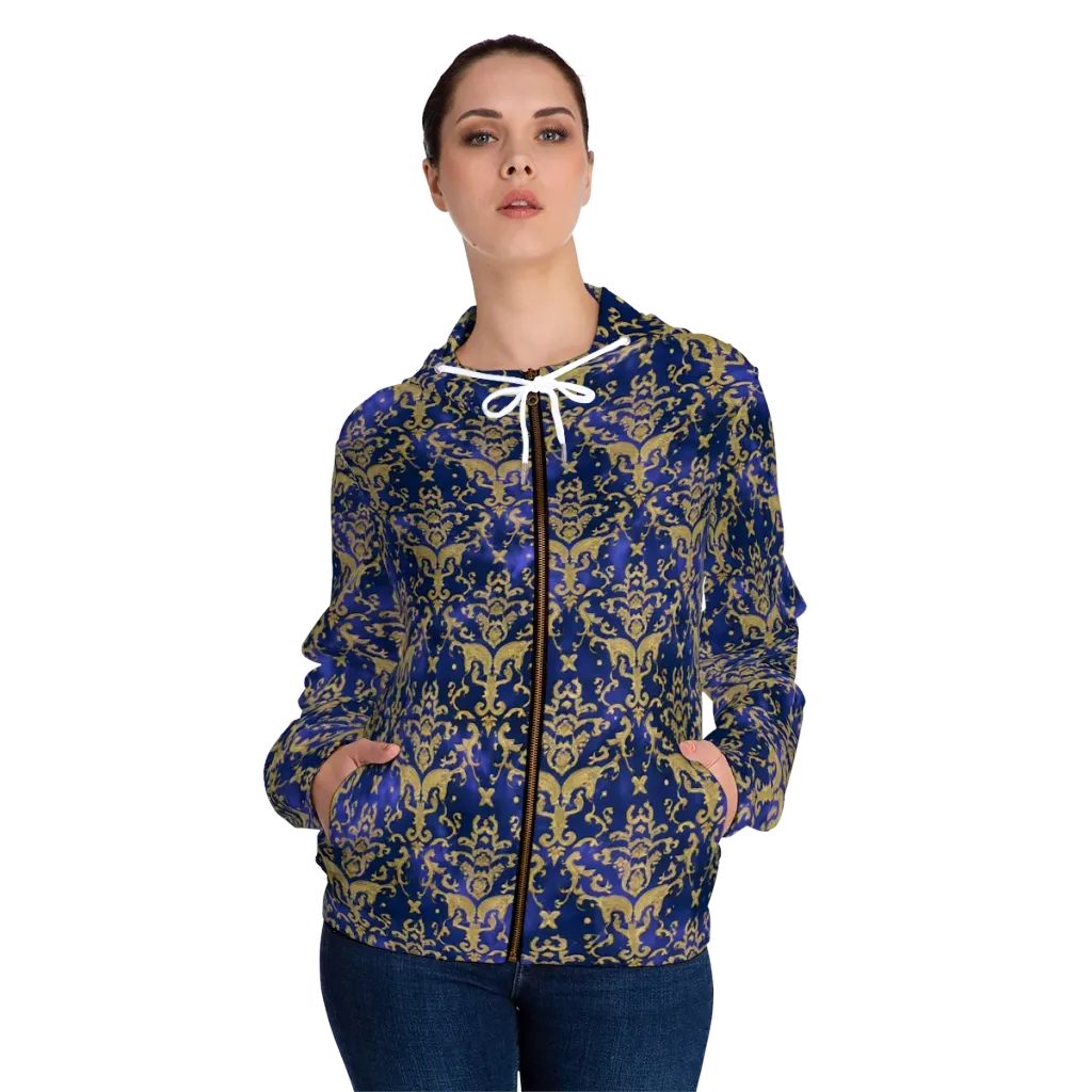 Royal Filigree on Women's Full-Zip Hoodie — Front On Person