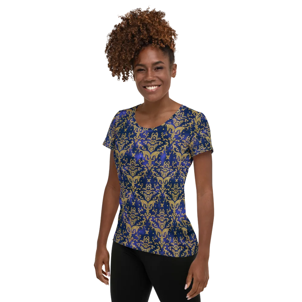 Royal Filigree on Women's Athletic T-Shirt — Left