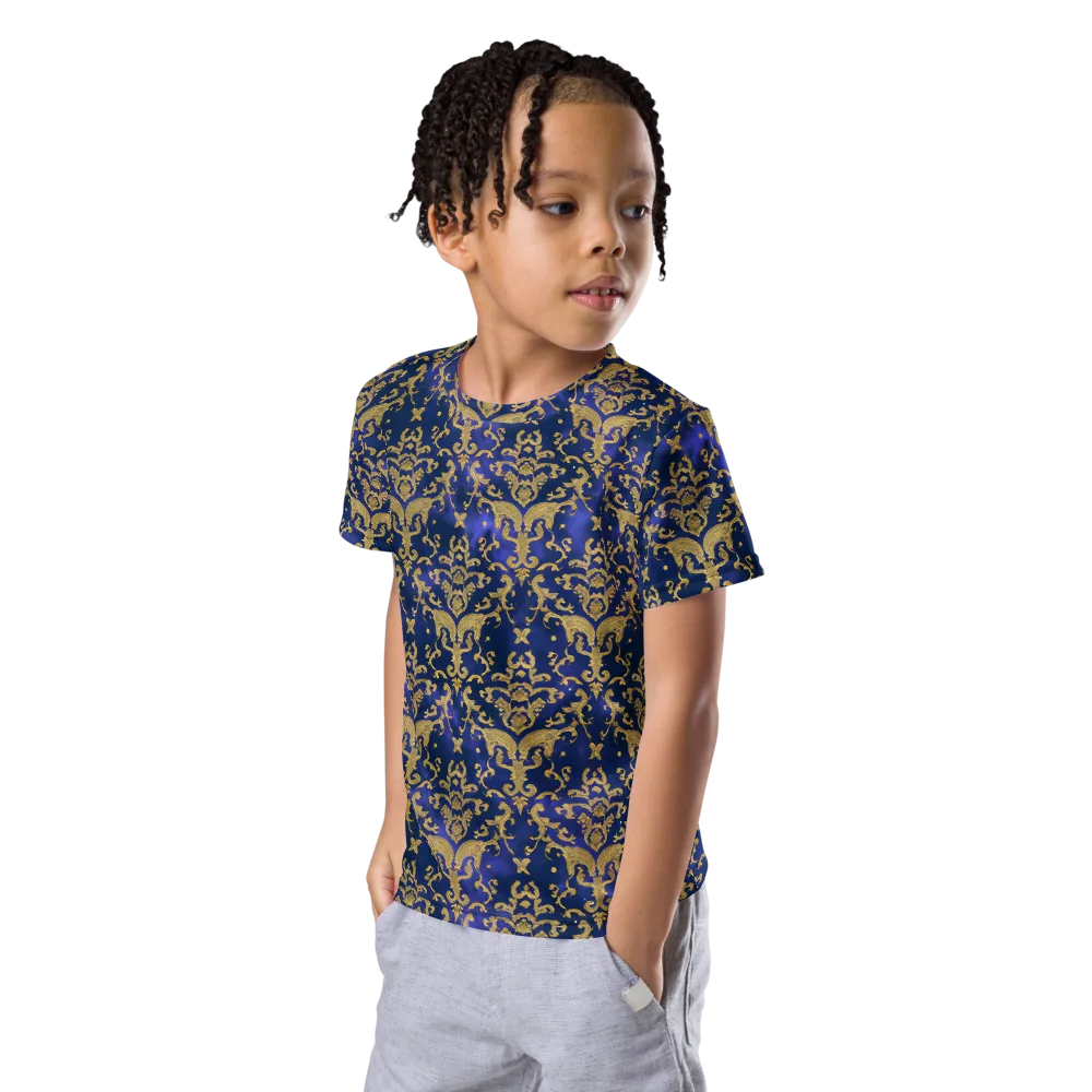Royal Filigree on Kids Crew Neck T-Shirt — Left Front