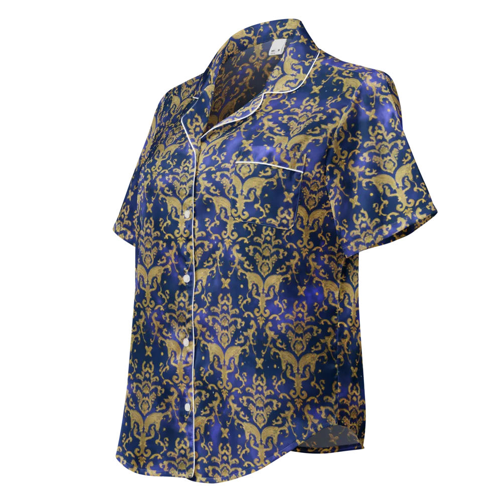 Royal Filigree on Women's Short Sleeve Pajama Top — Left Front