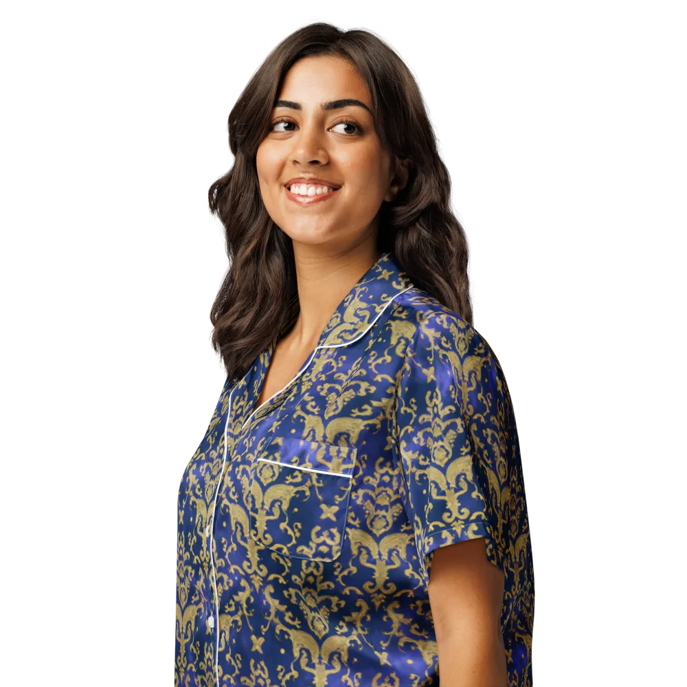 Royal Filigree on Women's Short Sleeve Pajama Top — Left Front