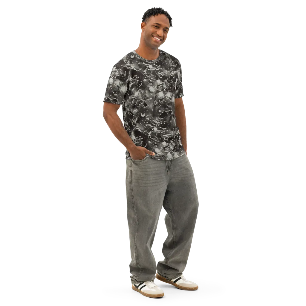 Obsidian Mist on Men's Cotton Crew Neck T-Shirt — Right Front