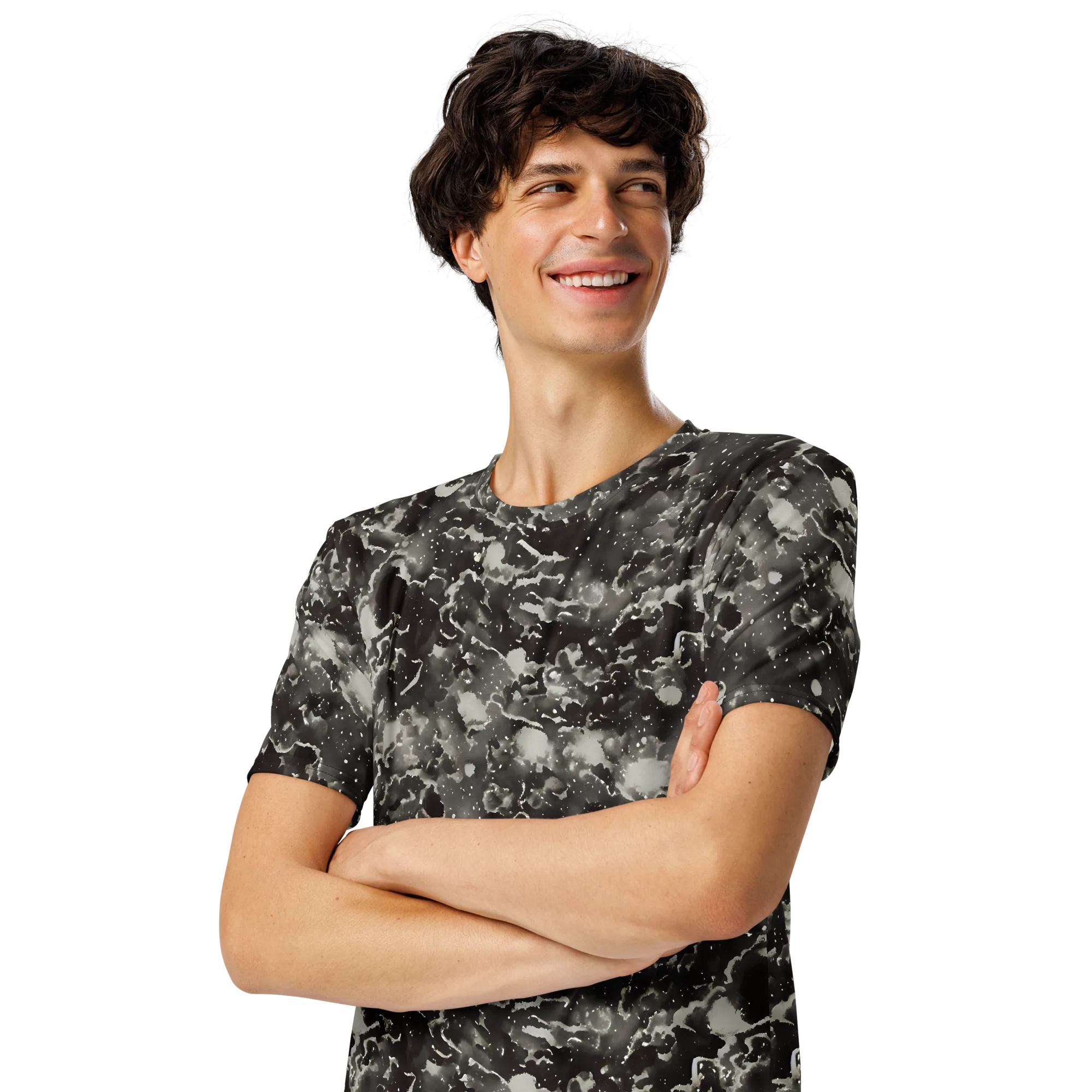 Obsidian Mist on Men's Crew Neck T-Shirt — Left Front