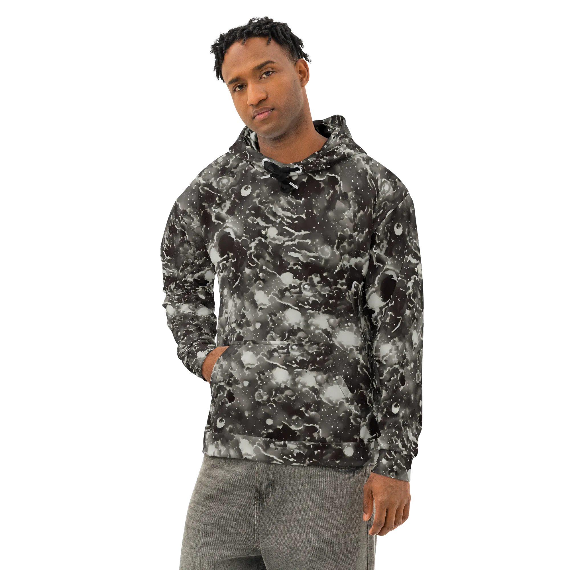 Obsidian Mist on Cotton Hoodie — Left Front