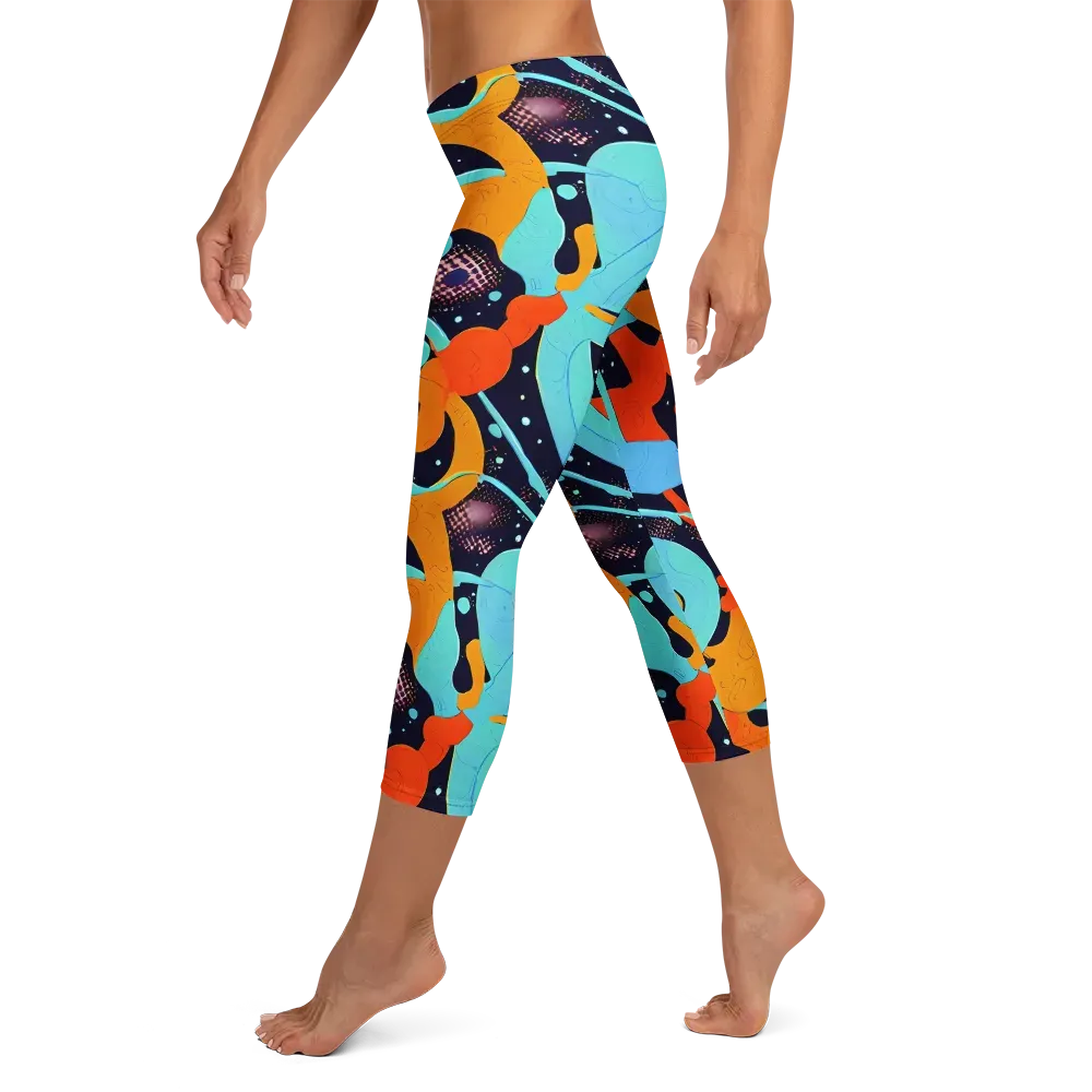 Deep Space Drip on Capri Leggings — Left