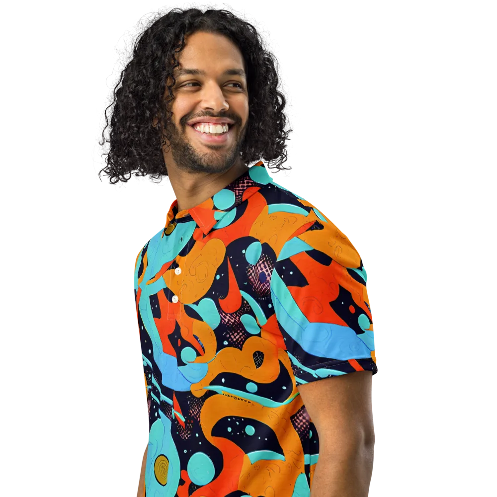 Deep Space Drip on Men's Slim Fit Polo Shirt — Left Front